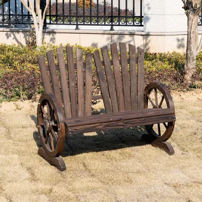 Produktbild von Gartenbank 2-Sitzer Tannenholz massiv, Sitzbank verkohlt rustikal, mit Armlehnen, Dunkelbraun | 108 x 66 x 95 cm | bis 250 kg | Massivholz