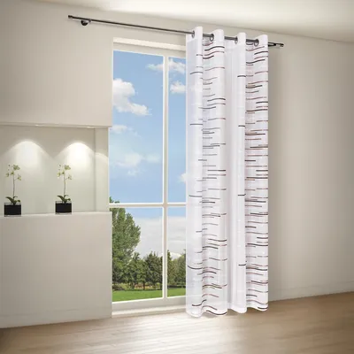Produktbild von Gerster Ösenschal Scherli Balken B = 140 x H =245 cmHalbtransparent We Striche braun