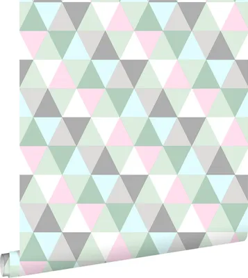 Produktbild von ESTAhome Tapete Dreiecke Mintgrün, Rosa und Grau 53 cm x 10.05 m