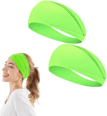 Produktbild von 2 elastische Stirnbänder aus Milchseide, 9,5 x 22 cm, weich, für Uni-Sport, Fitness, Laufen und Tennis