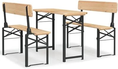 Obrázek produktu pro Skládací set stolů a lavic – ideální pro pikniky a venkovní oslavy. Vyrobeno z masivního borového dřeva. Rozměry: 1155 cm. Barva: hnědá
