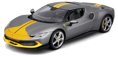 Image de Bburago 18-16017 - Modèle réduit de voiture - Ferrari 296GTB Assetto Fiorano (gris/jaune, échelle 1:18)