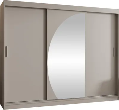 Produktbild von MIRJAN24 Kleiderschrank Wika 250, Schwebetürenschrank mit zwei Kleiderstangen, Garderobe (Farbe: Cashmere, Größe: 250 cm, mit Schubladen)