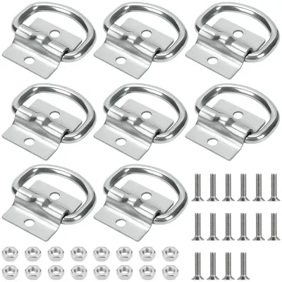 Productafbeelding van 8 stuks D-ring sjorringen voor ladingbeveiliging met 16 houderschroeven