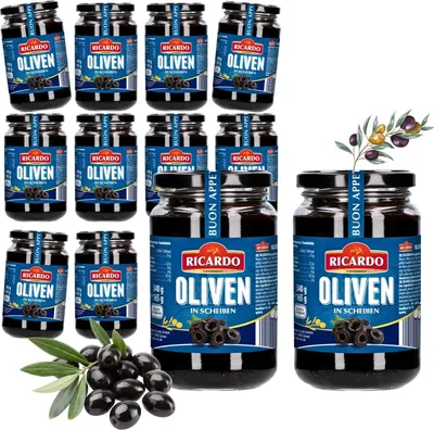 Produktbild von RICARDO Feinkost schwarze Oliven in Scheiben 12 x 340g geschnitten