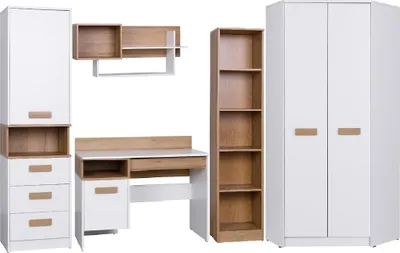 Produktbild von Marmex Grant SET 04 - Standregal, Schreibtisch, Wandregal, Bücherregal und Eckschrank