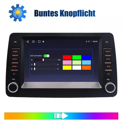 Obrázek produktu pro Autorádio 2 DIN pro Fiat Panda (2003-2012) s 7palcovým dotykovým displejem, GPS navigací, funkcemi Carplay a Android Auto, Bluetooth, Wi-Fi, 64GB pamětí, RDS, ovládáním z volantu a výkonem 4x45W
