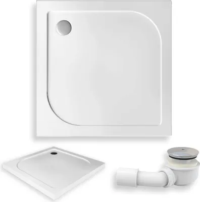Produktbild von BADLAND Duschwanne Quadratisch Tenor 90x90x3x5 cm mit Ablaufgarnitur und Gratis