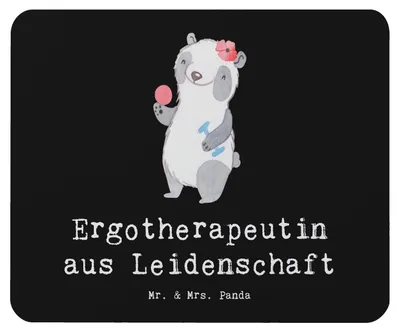 Produktbild von Mr. & Mrs. Panda Mousepad Ergotherapeutin Leidenschaft - Schwarz - Geschenk, Ausbildung, Lustig, Spruch, Beruf, laptop, Mouse Pad, Mauspad, pc, Witzig, mousematte
