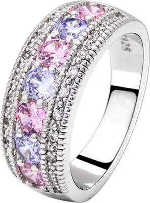 Produktbild von Hochzeit, Verlobung, Brautschmuck, bunter Fingerring mit eingelegtem Zirkonia-US 9