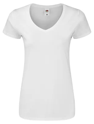 Produktbild von Fruit of the Loom - "Iconic 140" T-Shirt V-Ausschnitt für Damen LT1425 (L) (Weiß)