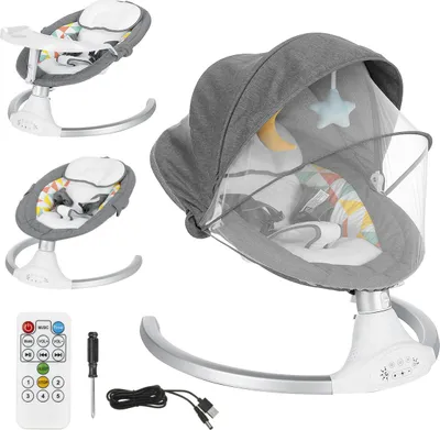 Produktbild von Babywippe elektrisch bluetooth Babyschaukel Babywiege mit Musik,Verstellbare Rückenlehne 5 Schwingungsamplituden