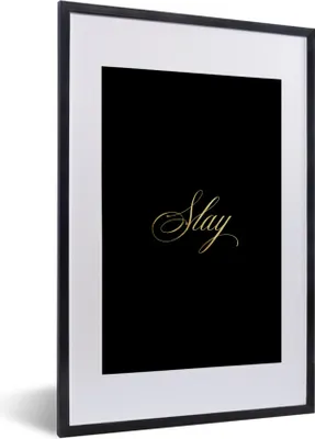Produktbild von MuchoWow® Gerahmtes Poster Zitat - Gold - Buchstaben - Schwarz 40x60 cm - Poster mit Schwarzem Bilderrahmen Wandposter Rahmen Foto Bilder - Poster in Rahmen