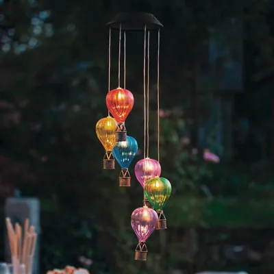 Produktbild von Solar LED Mobile "Heißluftballons" Lichterdeko für Balkon, Garten & Terrasse, Outdoor Solarlampe hängend