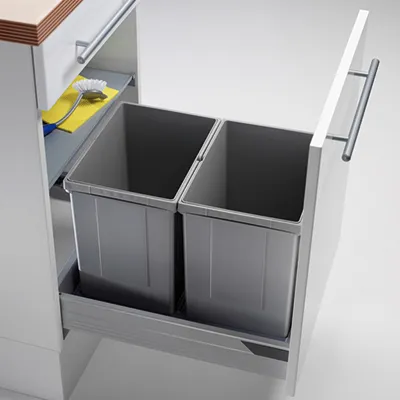 Produktbild von Naber Pullboy Vario 45 2. Abfallsammler, alu grau.  - Mülleimer