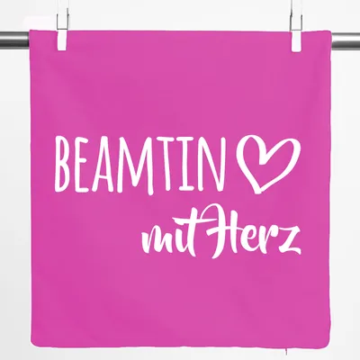 Produktbild von Huuraa Kissenbezug Beamtin mit Herz 40x40cm Fuchsia Baumwolle Dekokissenbezug Geschenkidee