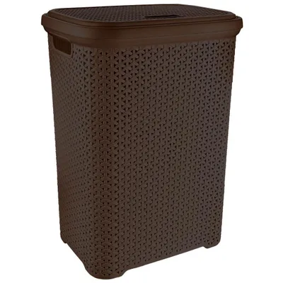 Image de Orion Panier à linge avec couvercle, aspect rotin, 55l brun