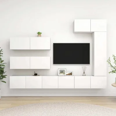 Produktbild von The Living Store 7-tlg. TV-Schrank-Set Weiß Holzwerkstoff