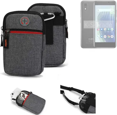 Produktbild von K-S-Trade Holster Gürteltasche kompatibel mit Cubot J20 Handy Tasche Schutz Hülle grau Zusatzfächer 1x