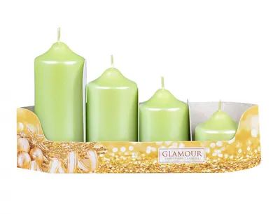 Productafbeelding van Nohel Garden Adventskaarsen, gelaagd, parelmoer effect, afmetingen 4,5x5/7/9/11 cm, 4 stuks