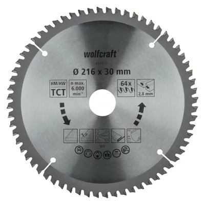 Produktbild von Wolfcraft Kapp- und Gehrungssägeblatt HM Serie lila 216 mm