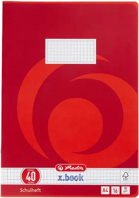 Immagine prodotto di herlitz 3324001 Schulheft x.book Lineatur 40 kariert DIN A4 Rand rundum 16 Blatt