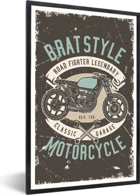 Produktbild von MuchoWow® MuchoWow® Gerahmtes Poster Mancave - Motor - Werkzeuge - Retro 40x60 cm - Poster mit zchwarzem Bilderrahmen - Papierdruck - Wandbilder