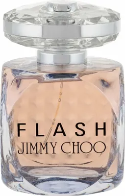 A close-up studio shot of a Jimmy Choo Flash perfume bottle.