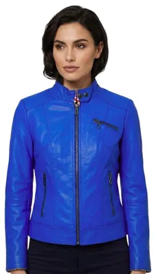 Produktbild von Giorgio di Mare Damen Lederjacke Kylie ramoneska blau L
