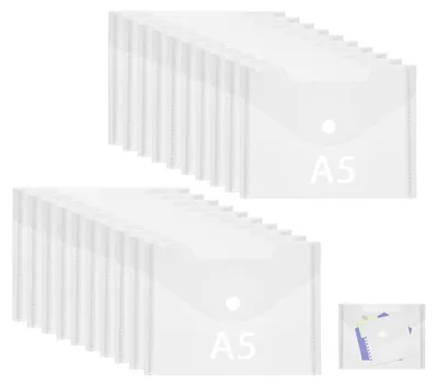 Productafbeelding van 12 documentenveloppen A5, met drukknopsluiting, transparant, 24x17 cm, van PP-materiaal