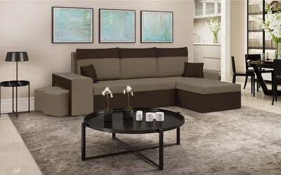Produktbild von Ecksofa DAKOTA2 mit Schlaffunktion - Hellbraun/Dunkelbraun