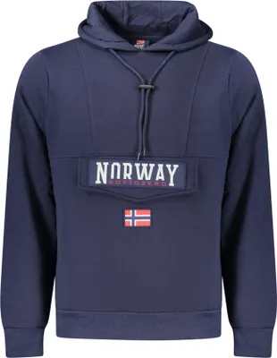 Produktbild von Herren Hoodie: Gefüttert, Kängurutasche, Blau, Reiß- & Klettverschluss