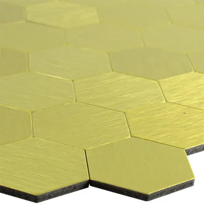 Produktbild von Mosaikfliesen Metall Selbstklebend Vryburg Gold Hexagon