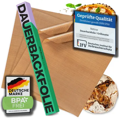 Produktbild von Backfolie Set, 4-teilig, hitzebeständig, antihaftbeschichtet, für Backblech