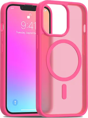 Obrázek produktu pro Magnetické pouzdro pro iPhone 13 Pro, kompatibilní s MagSafe, matná průsvitná zadní strana, odolné proti nárazům Růžová