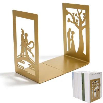 Bücherstützen Vintage-Stil, Metall, Gold, 2er-Set, dekorativ