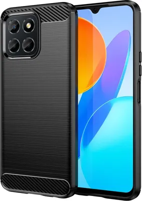 Productafbeelding van Carbon telefoonhoesje, compatibel met Honor X8 5G, flexibel siliconen hoesje, zwart