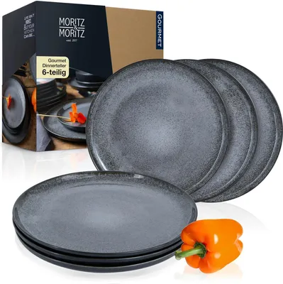 Produktbild von Moritz & Moritz VIDA 6tlg Dinner Teller Anthrazit Geschirr Set