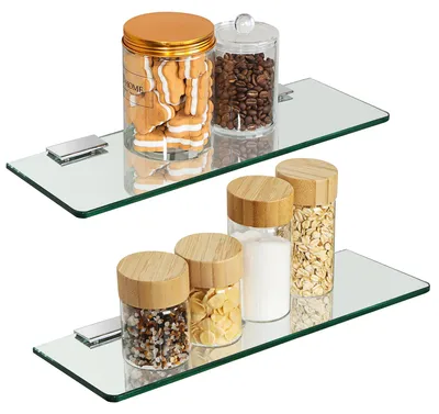 Produktbild von Glas Badregal Wandmontage, 38 cm, 2 Stück, für das Badezimmer