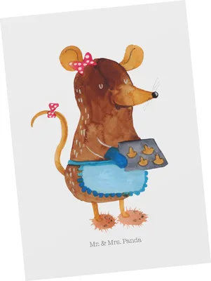 Produktbild von Mr. & Mrs. Panda Postkarte Maus Kekse - Weiß - Geschenk, Grußkarte, Weihnachten, Weihnachtsbäckerei, Winter, einzelkarte, Ansichtskarte, Postkarten, Plätzchen