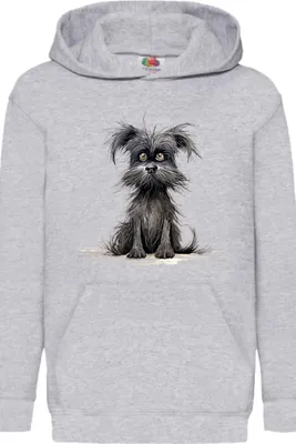 Obrázok produktu pre Detská Mikina S Kapucňou Funny Dogs Breeds Affenpinscher Dog Breed, 7-8 Jahr - 128 / Heather šedá