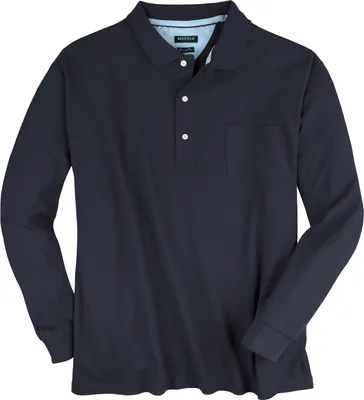 Produktbild von Redfield Langarm-Poloshirt dunkelblau Übergröße