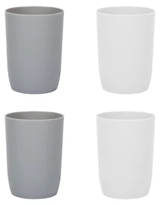 Immagine prodotto di Bicchieri in plastica, adatti al lavaggio in lavastoviglie, capacità 280 ml, confezione da 4 pezzi (2 grigi, 2 bianchi), riutilizzabili, ideali per campeggio e viaggi