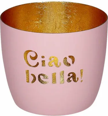 Immagine prodotto di Gift Company Windlicht Madras M, Ciao bella!, Teelichthalter, Kerzenhalter, Eisen, Rosa / Gold, H 8.5 cm, 1210904012