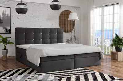 Produktbild von Boxspringbett Schlafzimmerbett BASILIO 160x200cm Stoff Fresh Anthrazit