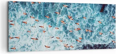 Produktbild von Bild auf Leinwand - Leinwandbild - Einteilig - Flamingos Karibik Vögel - 120x50cm - Wand Bild - Wanddeko - Wandbilder - Leinwanddruck - Bilder - Wanddekoration - Leinwand bilder - AB120x50-5013
