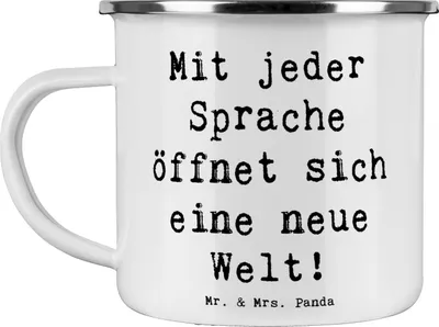 Produktbild von Mr. & Mrs. Panda Teebecher Spruch Sprachen lernen - Weiß - Geschenk, Haferl, Trost, Teetasse, interkulturelle Freundschaften, Mutmacher, Horizonterweiterung, Vertrauem