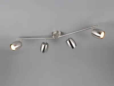 Produktbild von LED Deckenstrahler mit 4 schwenkbaren Spots aus Metall Silber, Breite 70,5cm
