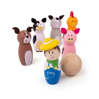 Obrázok produktu pre Bigjigs Toys Drevené kuželky Farma