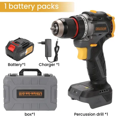Produktbild von Akkuschrauber Bohrmaschine - Kabellos bürstenlos 21V - 25+3 Drehmomentstufen - 3-in-1 Funktion - LED-Licht - 1 Akku - EU-Stecker